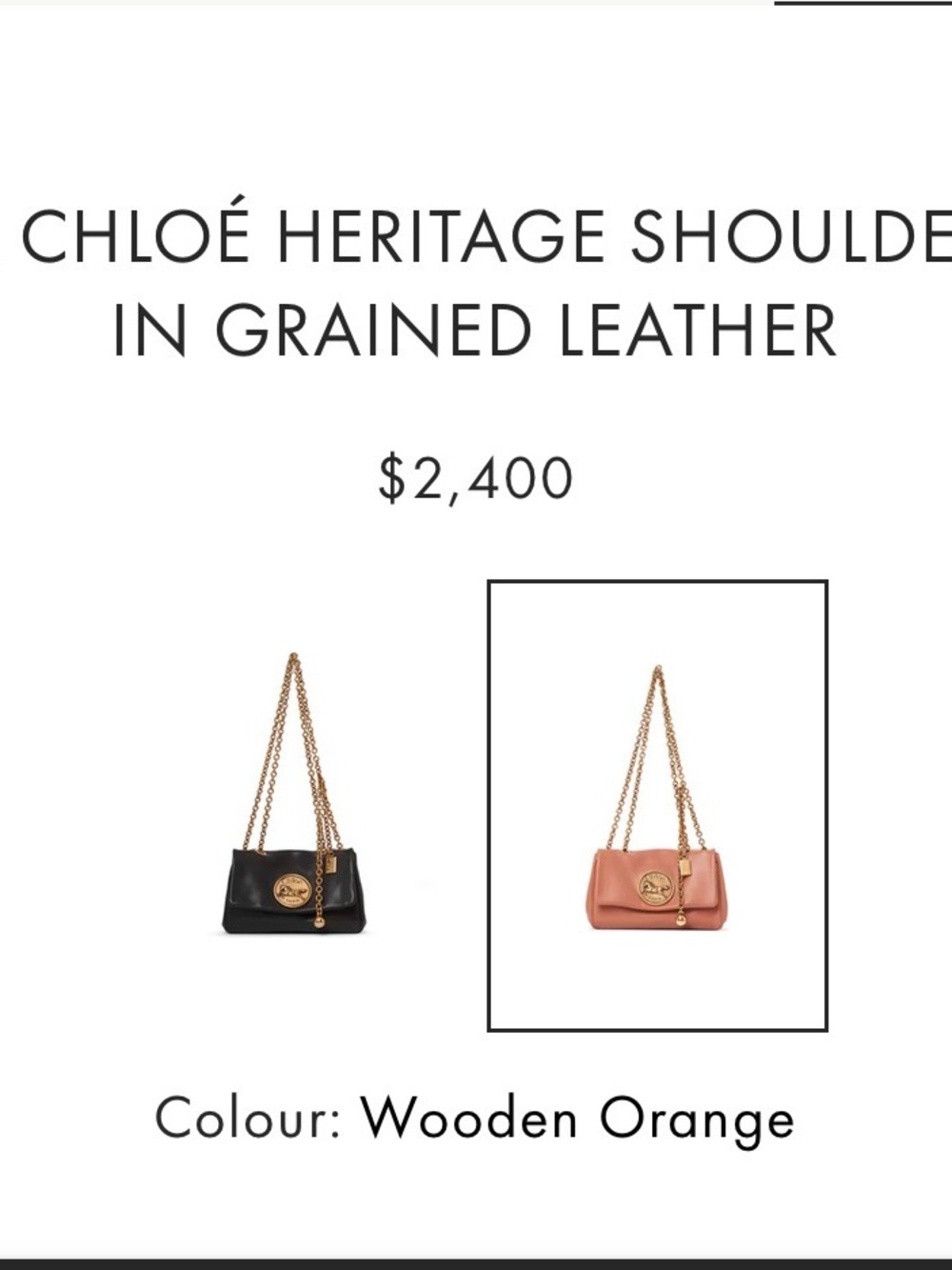 Chloé Heritage Shoulder Bag in Coral Orange Grained Leather - Picture 4 of 15